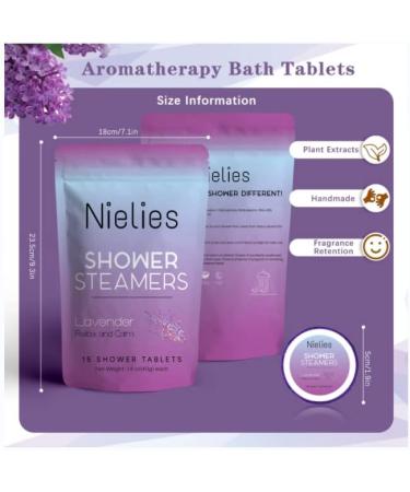 Nielies Lavender Shower Steamers 18pc Aromatherapy Gift Set- Organic Essential Oils for Relaxation & Stress Relief | Shower Bombs for Selfcare- Women & Men - Buy Online on GoSupps.com