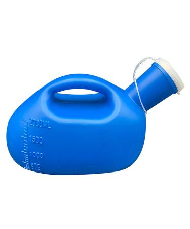 2000ML Large Male Urinal -Portable Sealing is Good Reusable Mens Potty Pee Bottle Collector Travel Toilet (Blue) Happy