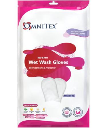 Omnitex Premium Bed Bath Wet Wash Gloves 20pk - Microwavable with Dimethicone Barrier Cream, Aloe Vera & Vitamins | Rinse Free Incontinence Bed Bath Wipes in Glove Shape | Alcohol Free | 2X 10pk - Buy Online on GoSupps.com