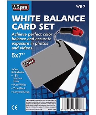 Vidpro White Balance Card Set - 18% Neutral Gray Pure White & True Black Cards - Reference Reflectors Ensures Accurate Exposure & Color Balance Use in Pre or Postproduction in Any Lighting Condition 5"x7" Inch