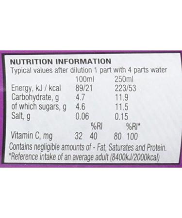 Ribena Blackcurrant Squash 850ml - Rich in Vitamin C - 100% Recycled Plastic Bottle - Buy Online on GoSupps.com