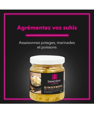 TANOSHI - Ginger strips - For sushi marinades soups and infusions - 1 jar 200g - Buy Online on GoSupps.com