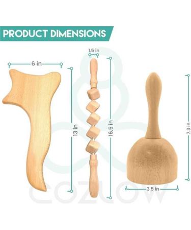 Premium 3-Part Wood Therapy Massager | Gua Sha Roller & Massage Tools for Cellulite & Sore Muscle Relief - International Shipping - Buy Online on GoSupps.com