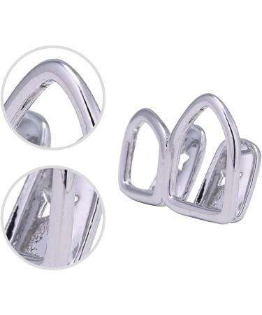 Hip Hop Hollow Open Face Double Tooth Teeth Caps Teeth Cover Punk Grills Tooth Cap Cosplay Party Rapper Jewelry Teeth Decor silver - Buy Online on GoSupps.com