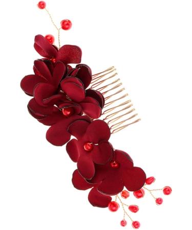 Housoutil 1pc Women Hair Accessories Accesorios Para Wedding Decoration Girl Hair Clips Hair Clips for Men Hair Accessories for Girls Rhinestone Headpiece Comb Red Korean Bride - Buy Online on GoSupps.com