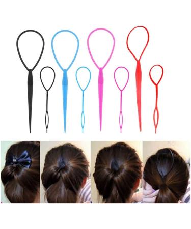 4 Pairs Hair Tail Tools Hair Braid Accessories Ponytail Maker for women Girs French Braid Tool Loop for Hair Styling (4 Colors Set) - Buy Online on GoSupps.com