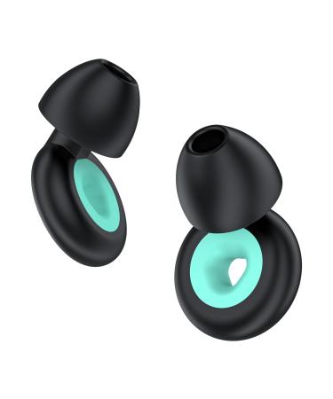 Silicon Ear Plugs for Noise Reduction Super Soft Reusable Hearing Protection in Flexible Silicone for Sleep Noise Sensitivity - 3 Ear Tips in S/M/L 26dB & NRR 14 Noise Cancelling Black