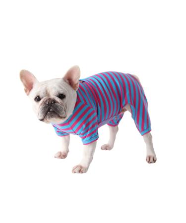BT BEAR Dog clothing classic striped pajamas soft cotton overall bulldog one-piece for small dogs (XL blue / pink) XL blue / hot pink