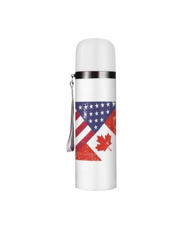 Retro America Canada Flag Insulated Water Bottle 19 OZ Stainless Steel Travel Mug For Drink Sports Camping Hiking Outdoors