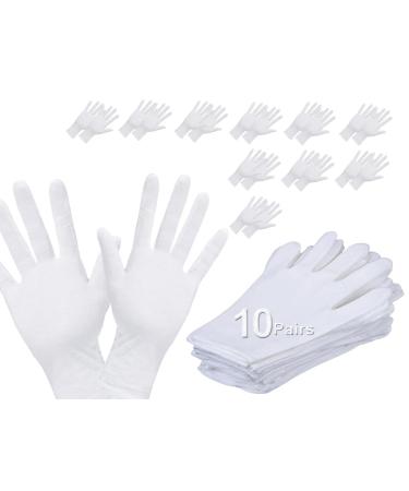 10 Pair Cotton Gloves Overnight Gloves Moisturising Hand Gloves for Eczema White Gloves Washable