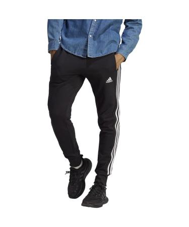adidas Men's Essentials French Terry Cuffed 3-Stripes Pants Large Black/White