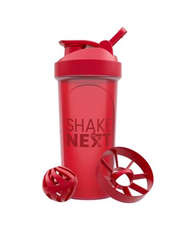Shakenext |Proteinshaker bottle 700ml with mixing ball + blender plastic for fitness protein & protein shakes - discount -proof lid with loop dishwasher -safe (red) Special |Red