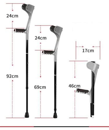 Folding Adult Forearm Crutches Portable Collapsible Medical Arm Cuff Crutch Height Adjustable Lightweight Aluminum Alloy Elbow Walker Fashionable Bathing in Sunlight Grey 2Pcs - Buy Online on GoSupps.com