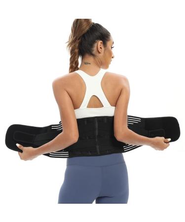 Back Braces Sports Fitness Waist Trainer Men Women Adjustable Lower Back Support Belt Double Pull Lumbar Spine Decompression Band For Work And Daily Life (Color : Black Size : Medium) Medium Black