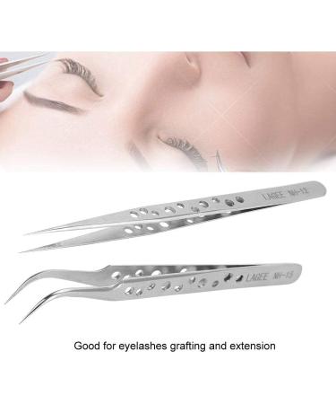 Premium Popping False Eyelashes Tweezer Kit - Stainless Steel Curved & Straight Tools for Eyelash Extensions & Makeup - Anti-Static Eyelash Sink Set (2 Pieces) - Buy Online on GoSupps.com