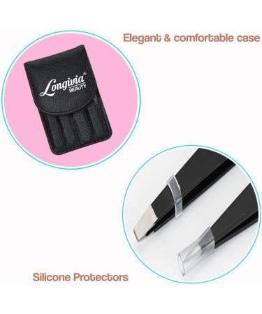 Longivia High-Quality Stainless Steel Eyebrow Tweezers - 4 Piece Set Test Winner for Precision Plucking & Splinter Removal - Buy Online on GoSupps.com