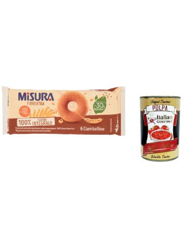 Italian Gourmet E.R. Miusra Ciambelline Integrali Fibraextra Set of 6 cakes based on whole wheat flour 230 g + Italian Gourmet Pulp 400 g