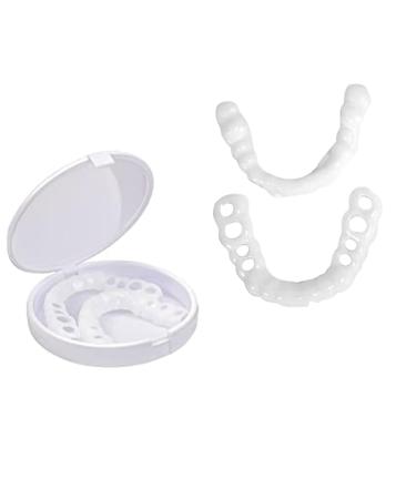 Jiazhouhb 2 pairs of teeth for plug in veneers fake teeth at the top and below fake teeth provisional dentation of dentures artificial teeth dentures white cosmetic teeth temporary prostheses