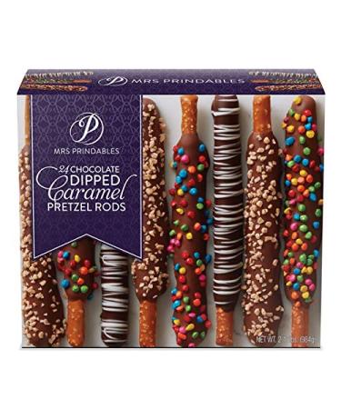 Mrs. Prindables 24 Chocolate Dipped Caramel Pretzel Rods 2.11 lbs (2020 edition)