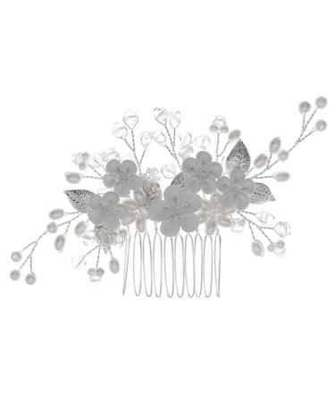 Beatifufu Bridal Headwear Crystal Hair Decor Pearl Headpiece Flower Headdress Pearl Trim Hair Accessories Reusable Headdress Party Supply Metal Ceramic Flower Bride Wedding Supplies Girl