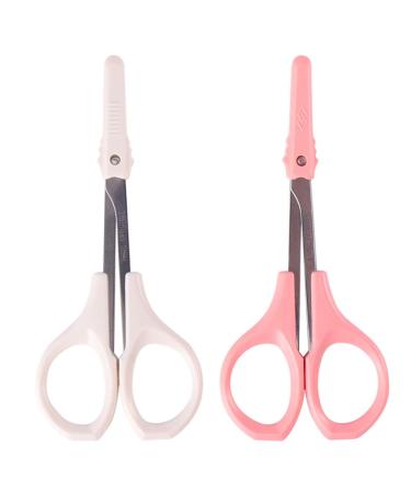 Beaupretty 2 pieces for safety men scissors beauty stainless steel handicrafts color cover eyebrow pink tweezers scissors customs scissors stainless steel and trimmer sorted precision 10.2x4.6cm sorted color