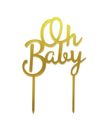Baby Cake Topper 6Inch Cake Picks Baby Shower Birthday Gender Reveal Theme Party Glitter Acrylic Cake Decorations Supplies for Kids Baby Girl Boy Gold