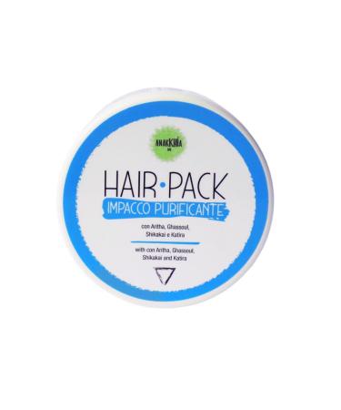 ANARKHIA BIO Hair Pack Eau - Purifying Hair Mask - Cleansing Wrap with Scrub cleans and brightens the hair - with Aritha Ghassoul Shikakai Katira Mosque Rose Myrh Cajeput - 200 ml