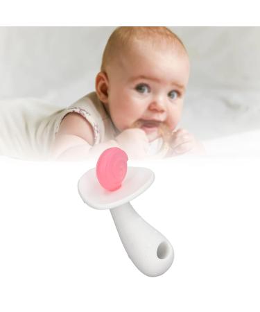 Silicone Baby Bite Ring - Large Candy Shape Teether for 6-12 Months - Chewable Teething Toy for Infants & Toddlers (Pink/White) - Buy Online on GoSupps.com