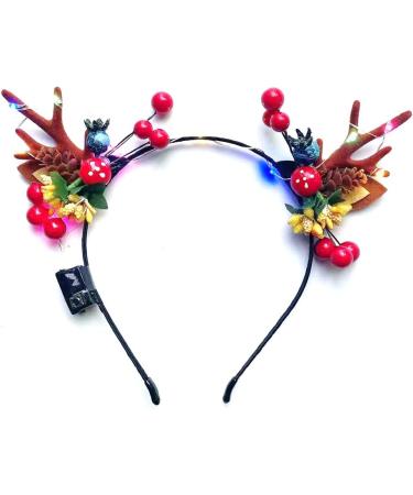 Wedity LED Christmas Glowing Tiara Reindeer Antlers Hair Accessories Christmas Party Feather Hair Hoop Headwear Hair Accessories for Women Girls (B) - Buy Online on GoSupps.com