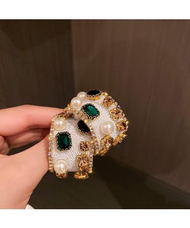 Minzaos Baroque Pearl Gemstone Hoop Earrings | Vintage Chunky U Earrings 925 Silver Needle Jewelry for Party Wedding (White) - Buy Online on GoSupps.com