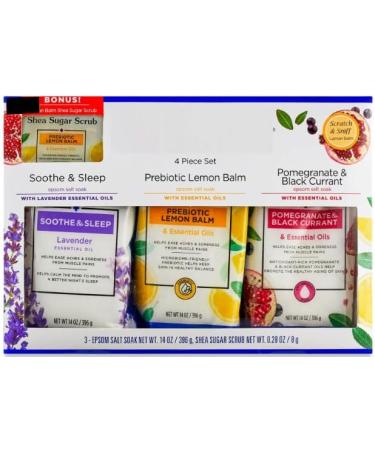 Pure Epsom Salt Soak Gift Set Trio - Lavender Lemon Balm & Pomegranate with Bonus Sugar Scrub - 4 Pieces | International Shipping Available - Buy Online on GoSupps.com