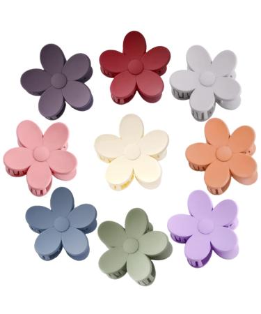 9 PCS Large Flower Hair Clips Cute Flower Clips for Hair Accessories Hair Claw Clips Flower Shaped Hair Clips for Women and Girls 9 Color (Morandi color)