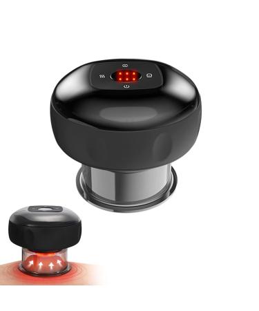 Electronic cupping therapy intelligent electrical cupperer Guasha device for pain relief cupping device massage device for the rear body (6 file black)
