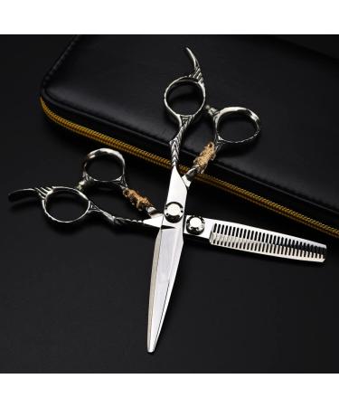 Hair Cutting Scissors 6 Inch Professional JP440c Steel Upscale Golden Tiger Hair Scissors Cutting Barber Haircut Thinning Shears Hairdresser Scissors Set
