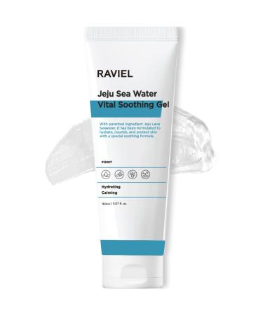 RAVIEL Jeju Lava Sea Water Vital Soothing Gel for All Skin Types  Apple & Carrot Extract  Refreshing  Cooling  Hydrating  Aftersun care  Calms Redness (5.1 fl oz)