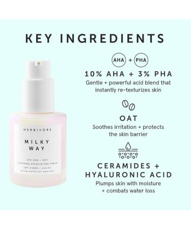 HERBIVORE Milky Way Exfoliating Serum 10% AHA | Vegan Cruelty-Free Glow Formula with Ceramides & Hyaluronic Acid | International Shipping 30mL - Buy Online on GoSupps.com