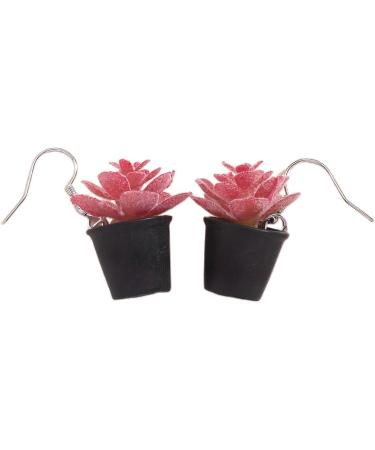 Feylie Small Bonsai Earrings - Creative Succulent Jewelry | Perfect Garden Gift for Mothers Women and Gardeners - Red - Buy Online on GoSupps.com