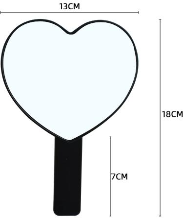 TBWHL Heart-Shaped Travel Handheld Mirror with Handle - Black (1 Pack) - Buy Online on GoSupps.com