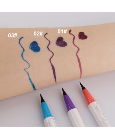 Matte Waterproof Colored Eyeliner Set - 3Pcs Wine Red, Purple, Light Blue Liquid Eye Liner Pen Pencil - Long Lasting Delineador de Ojos de Colores - 3 Count Pack - Buy Online on GoSupps.com