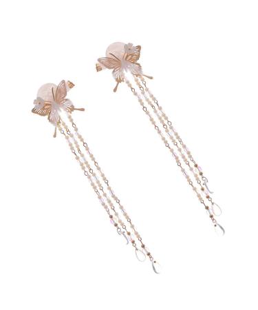 Ipetboom 1 Pair Butterfly Tassel Hair Clip Branch Hair Clip Hair Jewels for Women Accesorios Para Mujer Hair Styling Jewelry Tassel Headdress Kids Hair Accessories China Alloy Girl Vintage