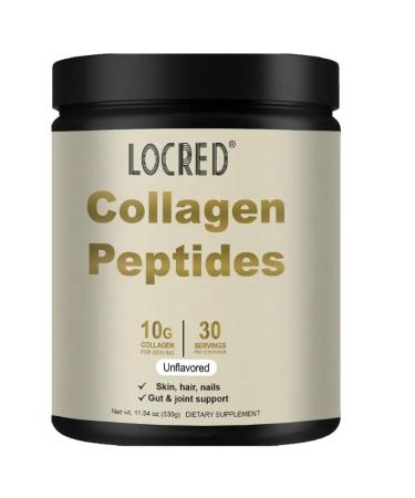 LOCRED Collagen Peptides Powder for Women 330g Unflavored Supports Hair Skin Nails Joints & Gut Health