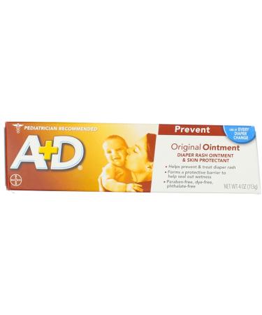 A+D Original Diaper Rash Ointment Baby Skin Protectant With Lanolin and Petrolatum Seals Out Wetness Helps Prevent Diaper Rash 4 Ounce Tube Packaging May Vary (Pack of 3)