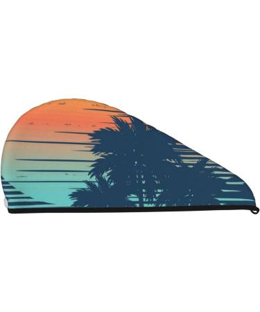 Super Absorbent Palm Trees Microfiber Hair Towel Wrap for Women - Quick Dry Coral Velvet Towel for Long Curly & Thick Hair - Buy Online on GoSupps.com