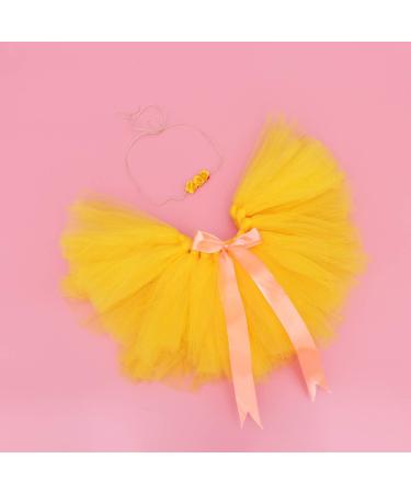 Amosfun Christmas Baby Girl Tutu Skirt and Headband Set - Newborn Photography Outfit for Xmas Party (0-12 Months) - Yellow - Buy Online on GoSupps.com