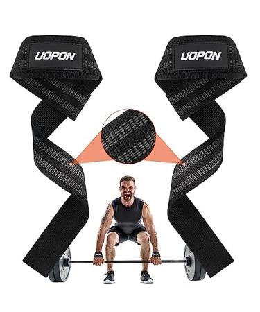Train aid strength training lifting straps 62 cm length Professional fitness train aids with non -slip latex strips for bodybuilding handle aids strength sport weightlifting and gym (in a couple) black