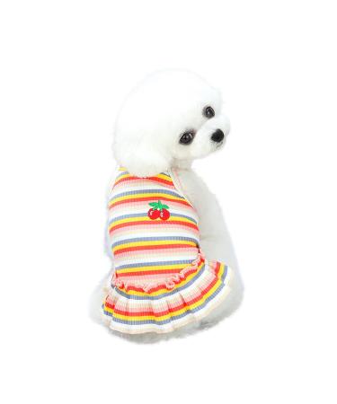 Barrageon dogs Kneid sweet princess rock clothing cat puppy for small medium -sized Bowknot pet summer clothing dog cat (orange -m) back length: 25 cm stripes - orange