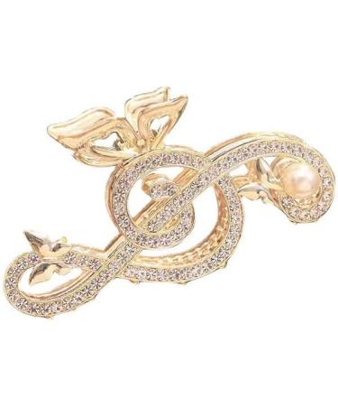 Women Elegant Music Clef Shape Hair Clips Glitter Rhinestone Pearls Decor Hairpins Shark Clip Party Headdress 03 (Color : 1) - Buy Online on GoSupps.com