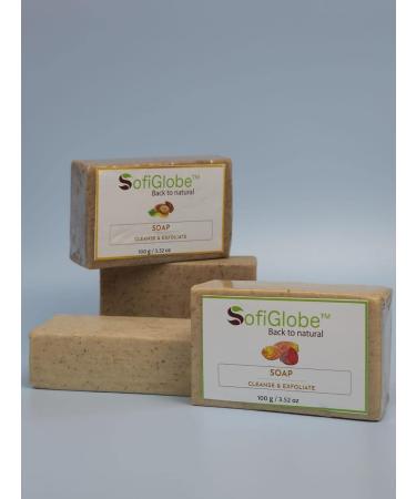 Shop SofiGlobe Soap with Argan Oil & Flaxseed Powder - Natural Exfoliating Cleanser Handmade Moisturizer & Antioxidant Care - Buy Online on GoSupps.com