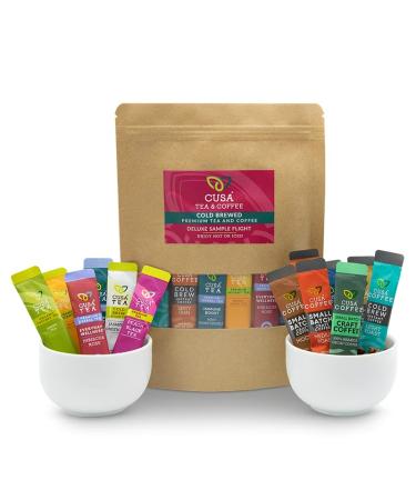 usa Tea Premium Instant Tea & Coffee Mix Variety Pack | Herbal Iced or Hot Tea Gift Sets | Includes All Coffee and Tea Flavors for Daily Life (Deluxe Flight (19 Servings))