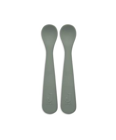Jollein Feeding Spoon Set of 2 - Silicone Ash Green | Eco-Friendly Baby Utensils for Easy Mealtime - Buy Online on GoSupps.com
